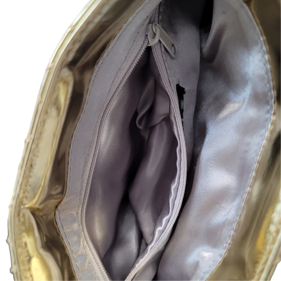 Vintage Steve Madden Metallic Gold Quilted clutch bag with detachable straps - Picture 11 of 13